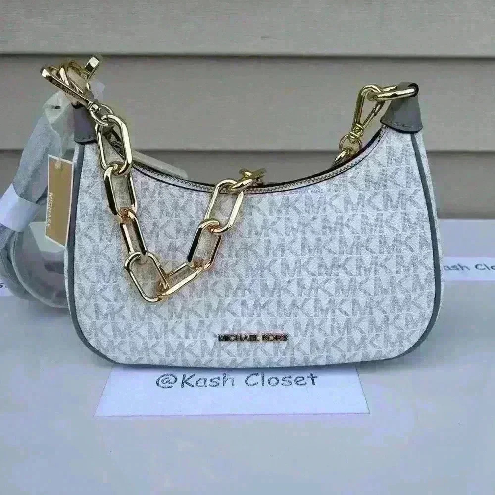 Michael Kors cora shoulder handbag Crossbody MD Conv pochette bag Bright White